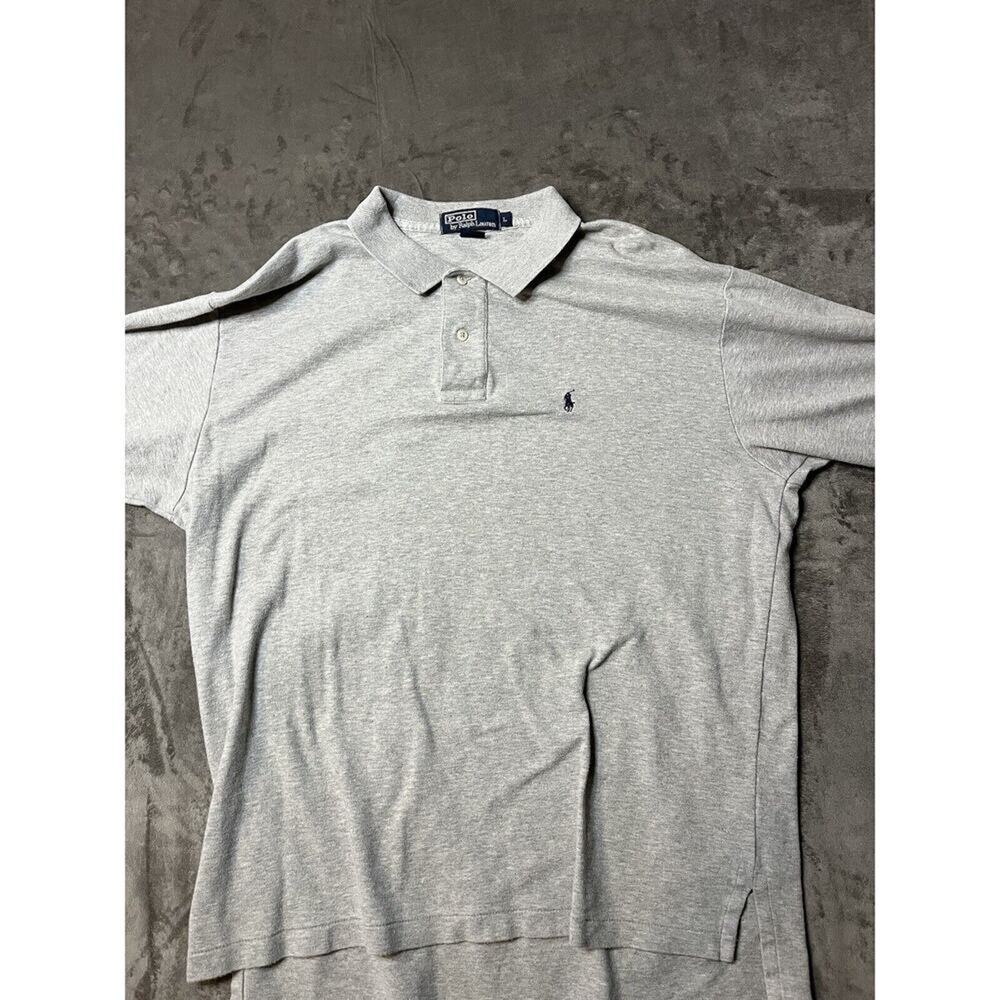 Polo Ralph Lauren Shirt Mens Large‎ Gray Short Sleeve Knit Blue Pony Logo
